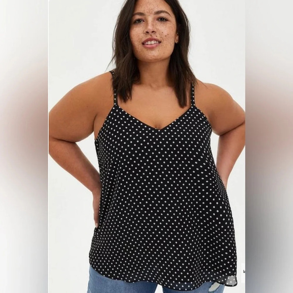 Torrid Sophie Polka Dot Chiffon Swing Camisole Tank 5 - Picture 1 of 7